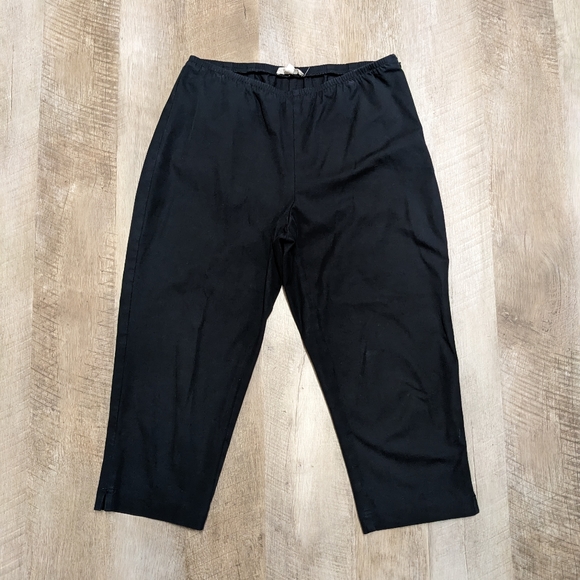Eileen Fisher Organic Cotton Black Capris Elastic Stretch Waist size small - Picture 1 of 13